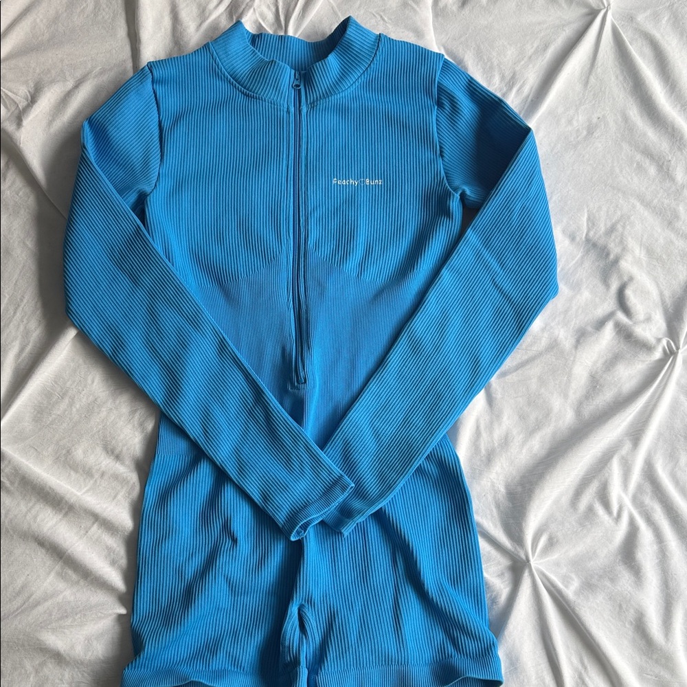 Peachybunz Vibrant Blue Ribbed Bodysuit